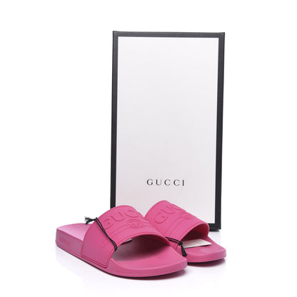 Gucci Rubber Logo Stamped Mens Slide Sandals 8 Fuchsia 9 of 9