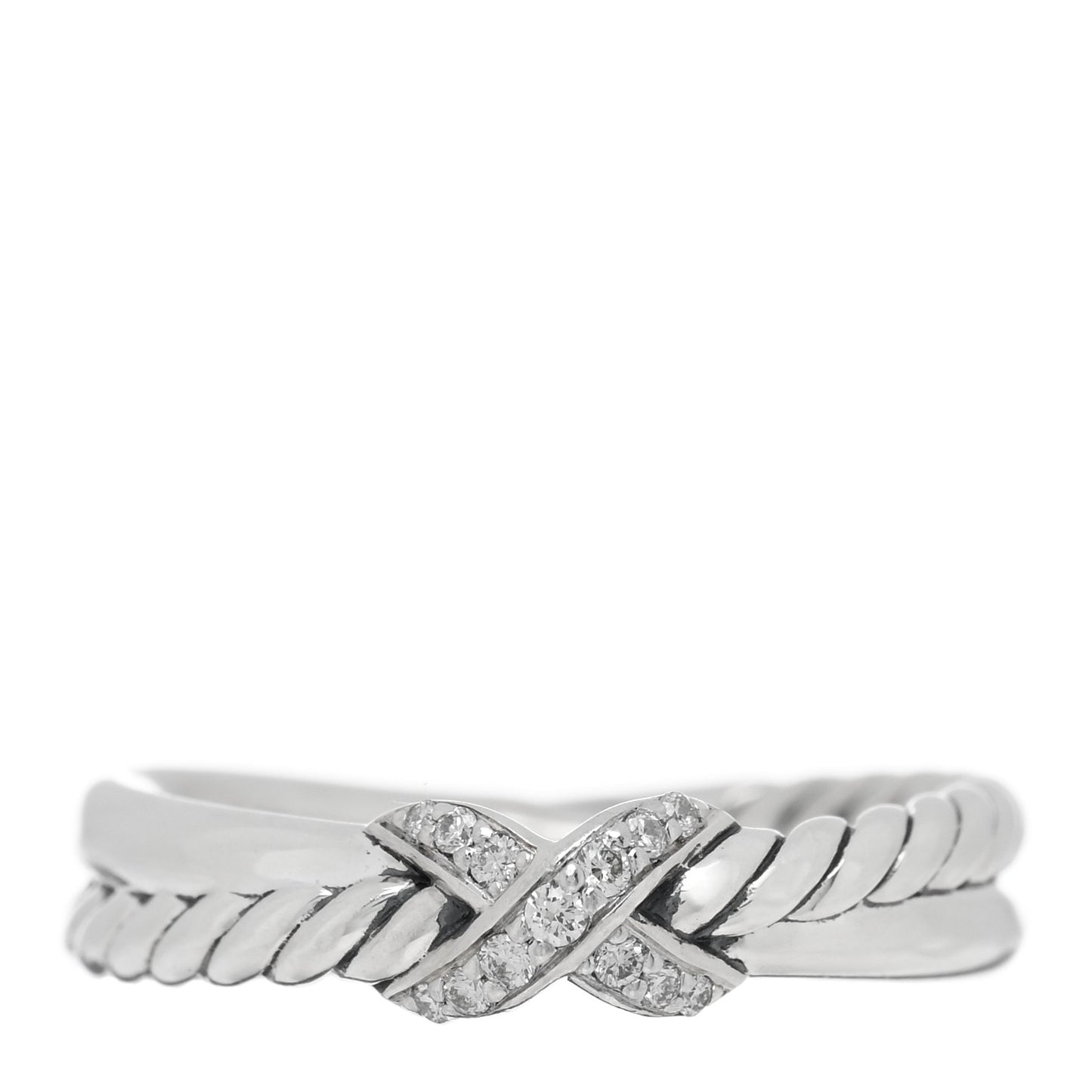 Sterling Silver Diamond Petite X Crossover Ring 52 6