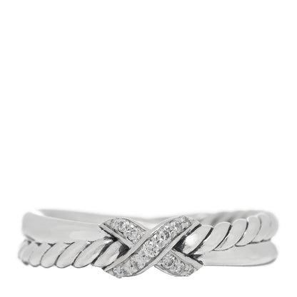 David Yurman Sterling Silver Diamond Petite X Crossover Ring 52 6 1 of 4