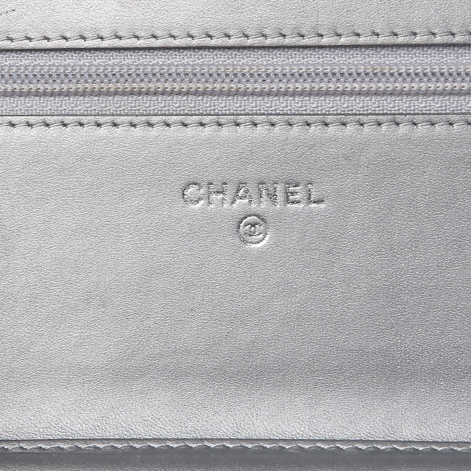 Chanel Metallic Distressed Calfskin Quilted Boy Wallet On Chain WOC Silver 6 of 9