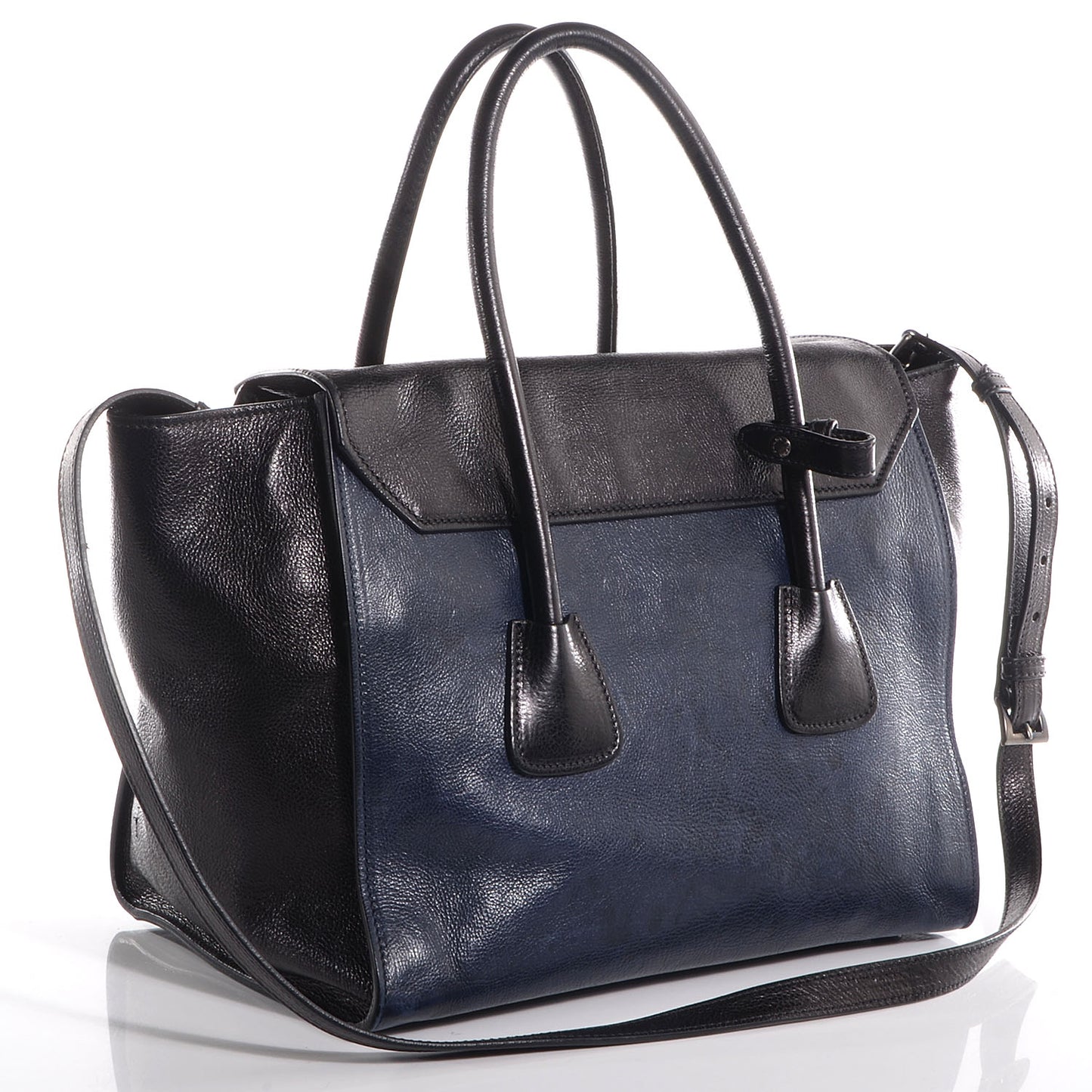 Glace Calf Large Twin Pocket Tote Bag Baltico Black