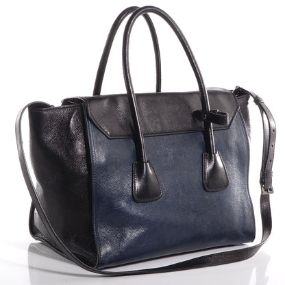 Prada Glace Calf Large Twin Pocket Tote Bag Baltico Black 3 of 9