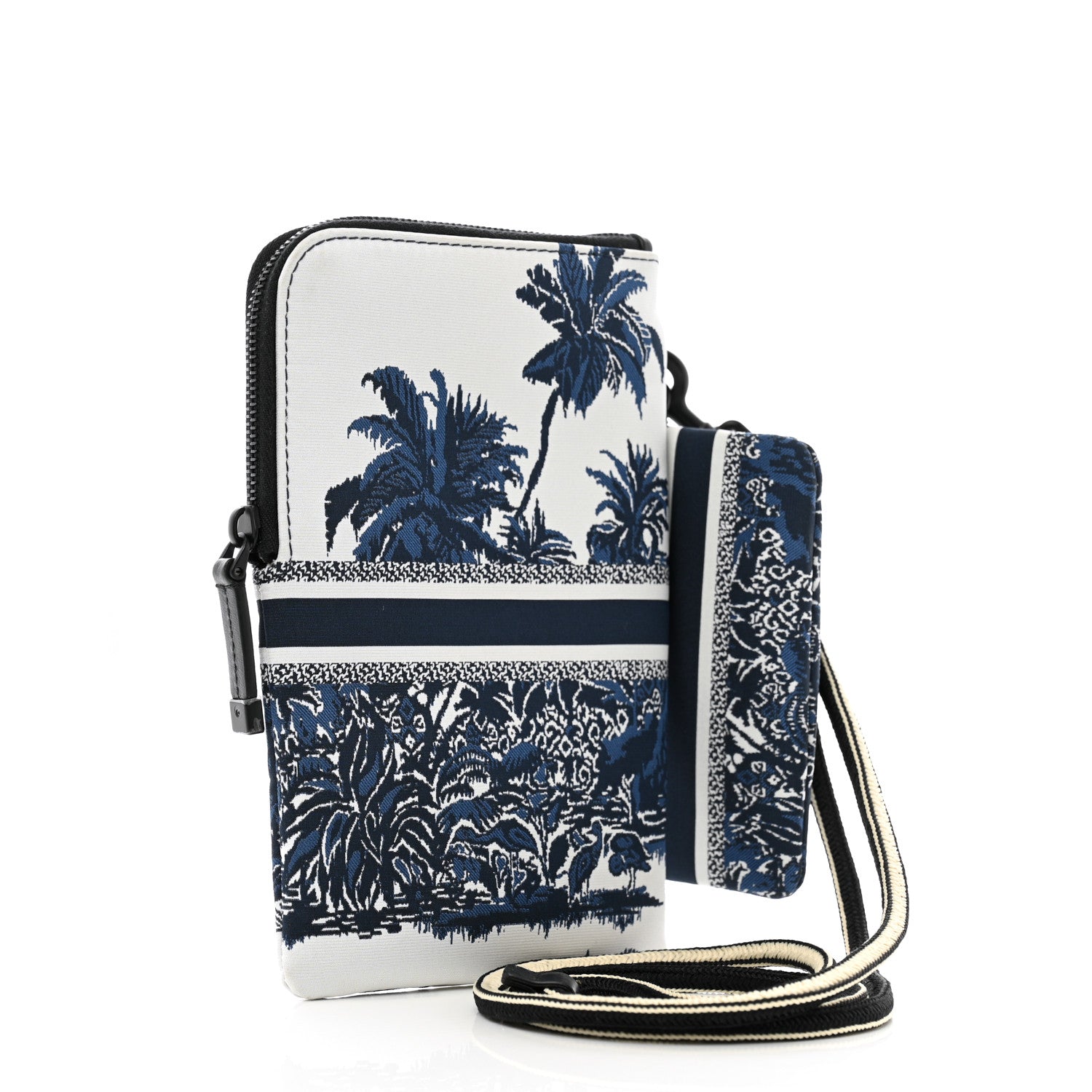 Christian Dior Technical Fabric Embroidered Palm Tree Toile De Jouy DiorTravel Multifunction Pouch Blue 3 of 13