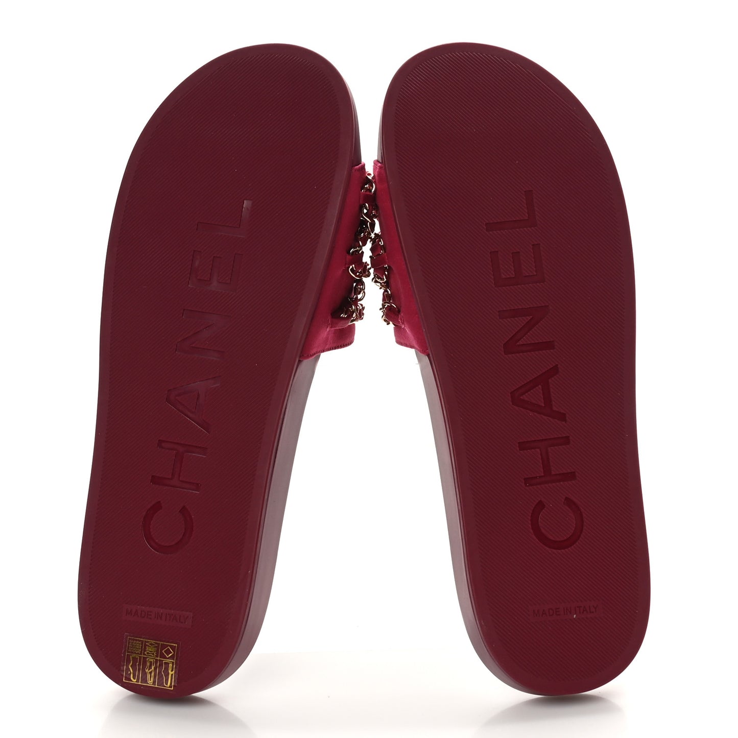 Satin Chain Slides Sandals Flats 40 Dark Fuchsia