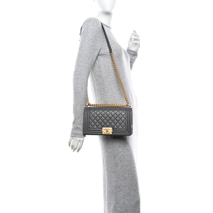 Chanel Caviar Quilted Medium Boy Flap Grey 2 of 10