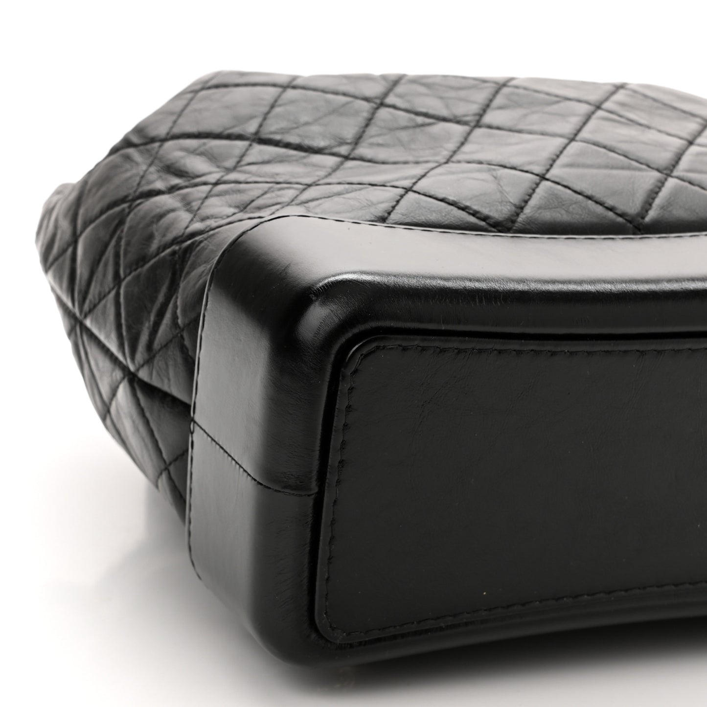 Aged Calfskin Quilted Gabrielle Backpack Black
