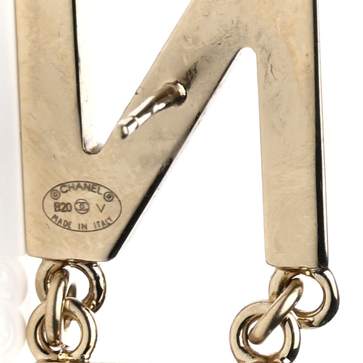 Chanel Metal Cha-Nel Logo Drop Earrings Gold 5 of 6