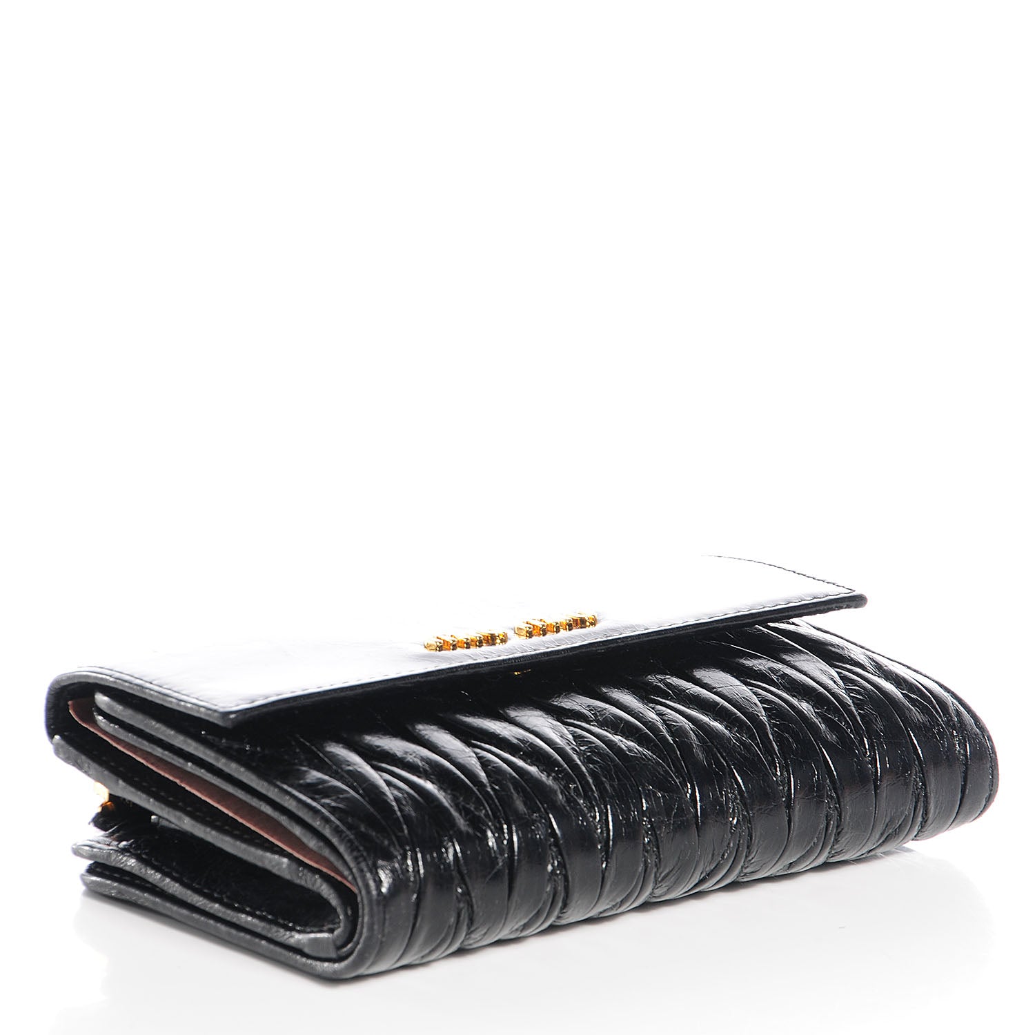Miu Miu Matelasse Lux Bi-Fold Flap Wallet Nero Black 4 of 9