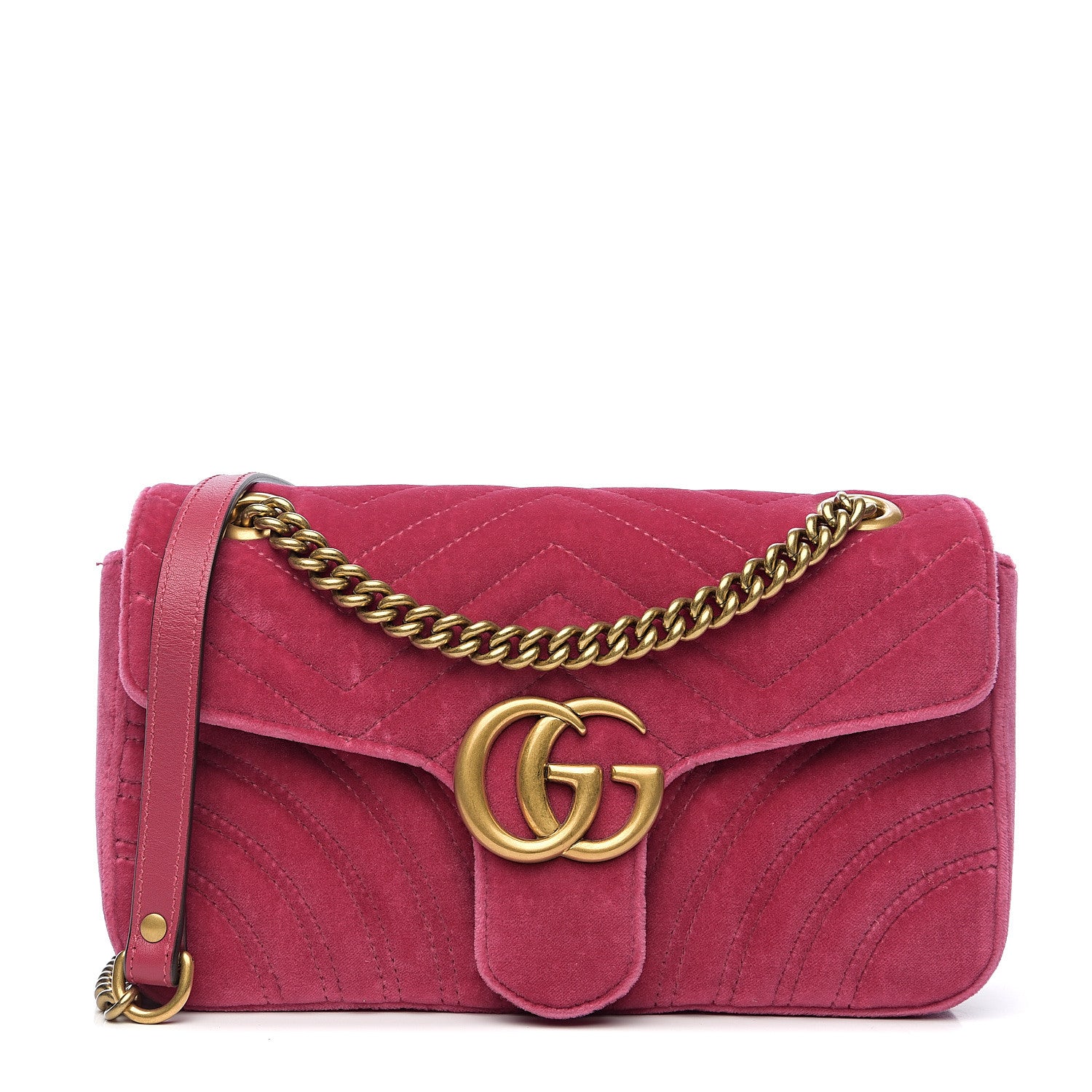 Gucci Velvet Matelasse Small GG Marmont Shoulder Bag Light Raspberry Rose 1 of 10