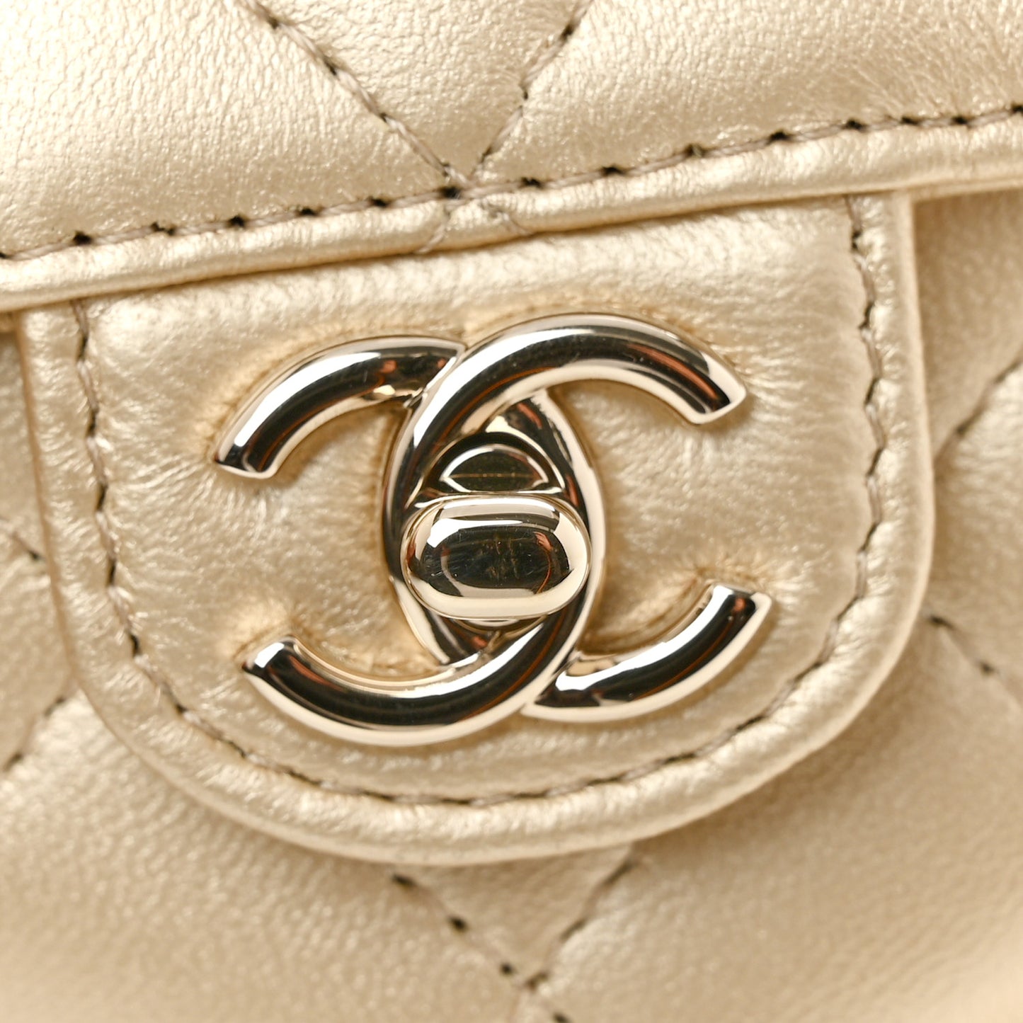 Metallic Lambskin Quilted CC In Love Heart Waist Belt Bag With Chain Gold