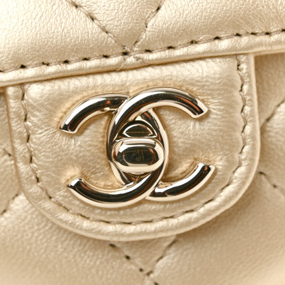 Chanel Metallic Lambskin Quilted CC In Love Heart Waist Belt Bag With Chain Gold 12 of 13