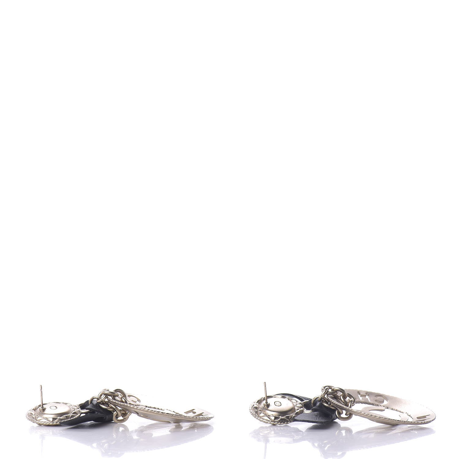 Chanel Lambskin Logo Drop Earrings Gold Black 4 of 4