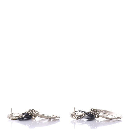 Chanel Lambskin Logo Drop Earrings Gold Black 4 of 4