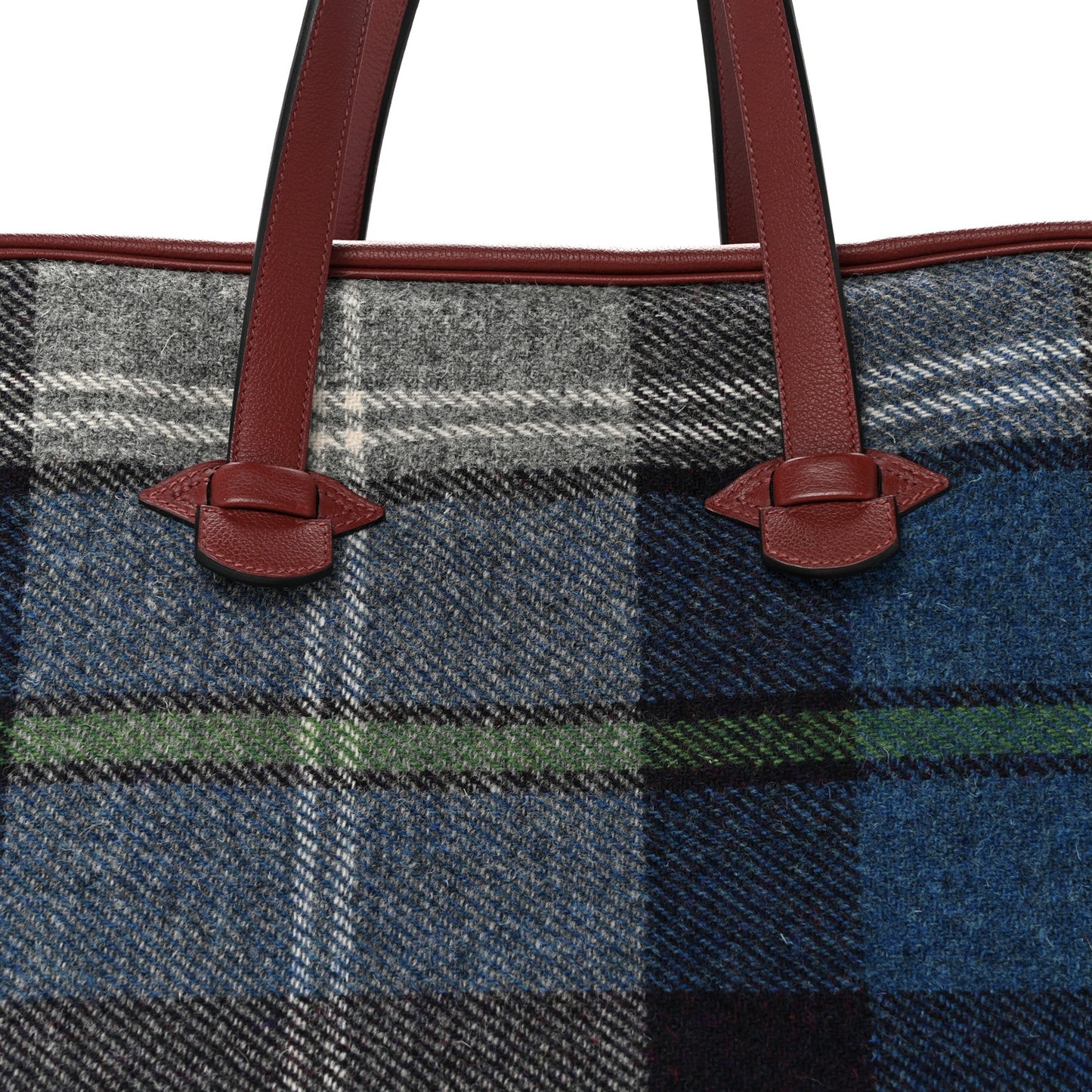 Evercolor Wool Tweed Tartan Galop d'Hermes Fourre Tout 50 Rouge H Bleu De Malte