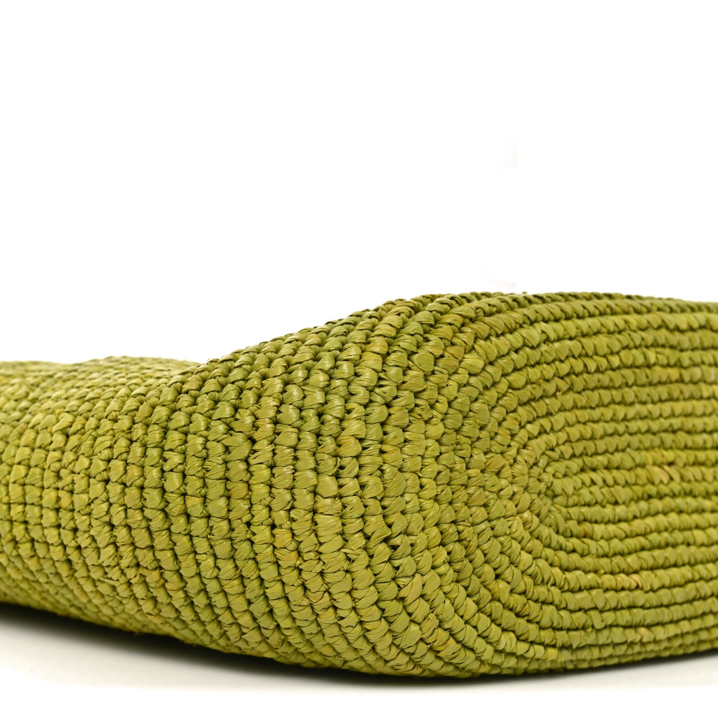 Raffia Calfskin Slit Pochette Bag Green