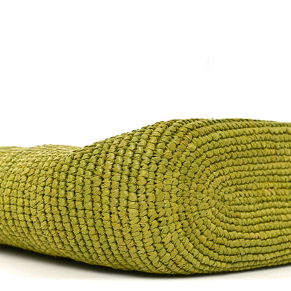 Loewe Raffia Calfskin Slit Pochette Bag Green 8 of 9
