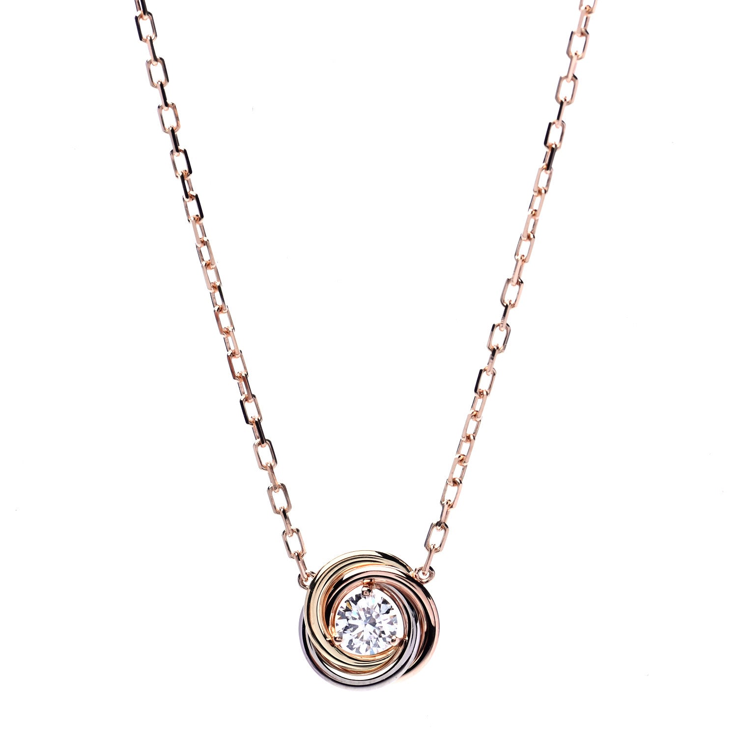 Cartier 18K Pink White Yellow Gold Diamond Trinity De Cartier Pendant Necklace 1 of 6