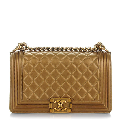 Chanel Lambskin Quilted Medium Boy Flap Dark Gold 1 of 7