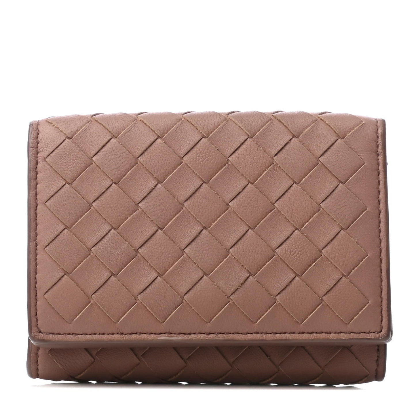 Nappa Intrecciato Trifold Wallet Deco Rose