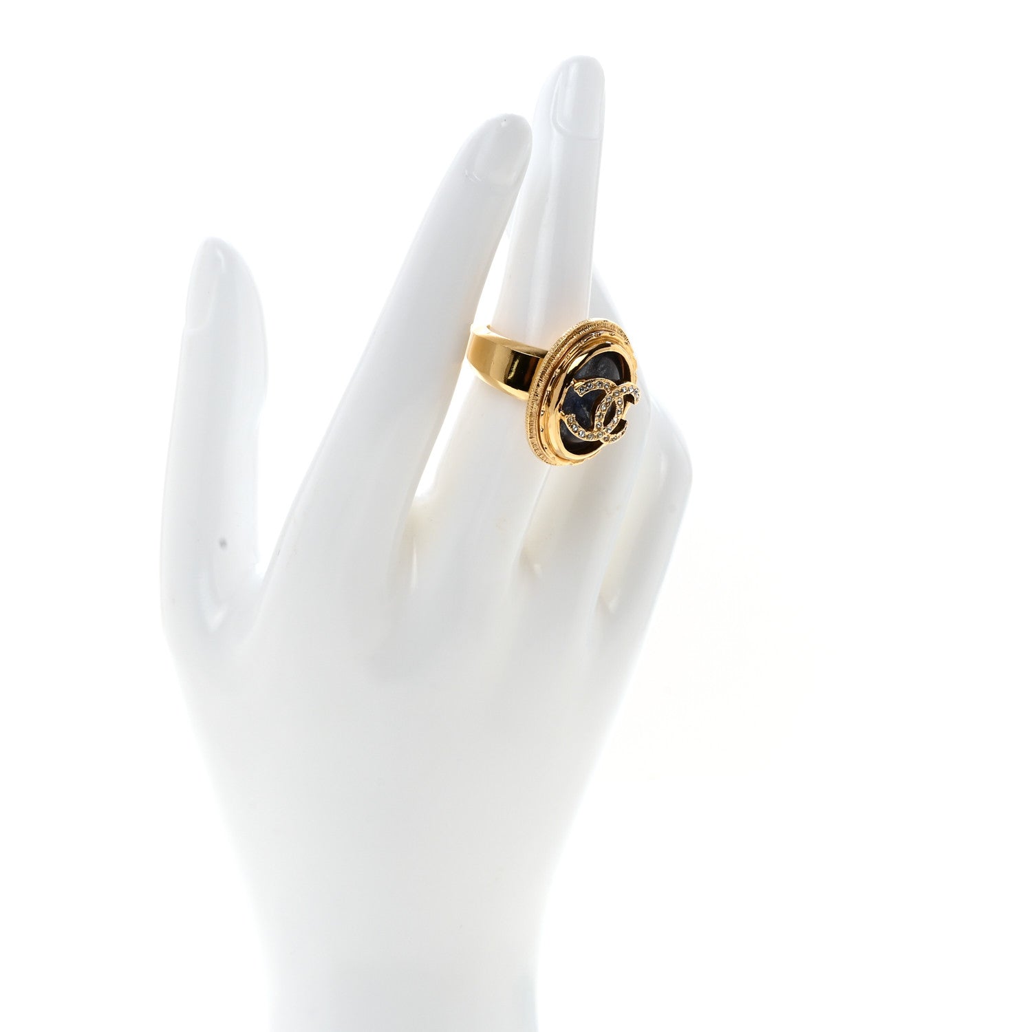 Chanel Gripoix Crystal CC Ring 50/5.25 Gold 2 of 4