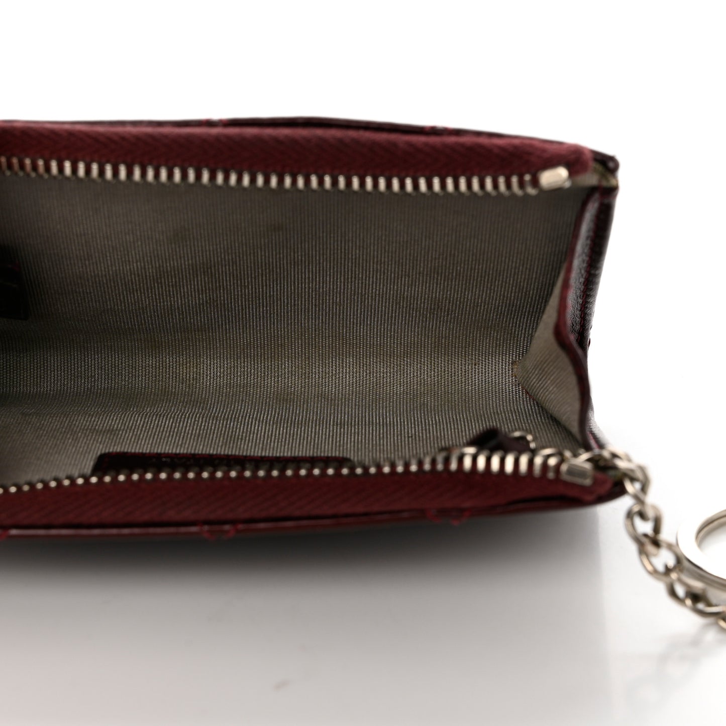 Patent Quilted Brilliant Key Holder Case Light Burgundy