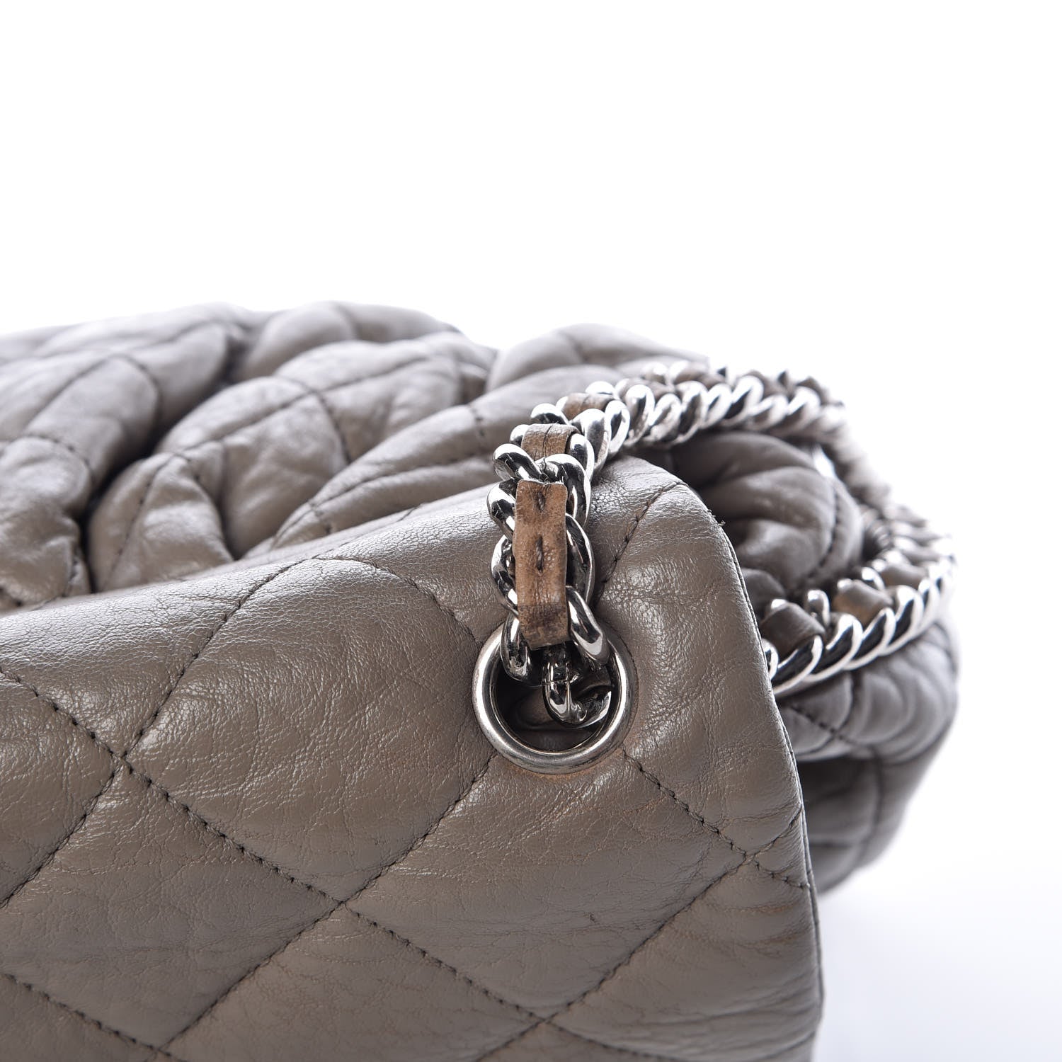 Chanel Washed Lambskin Quilted Large Chain Around Messenger Taupe 11 of 12