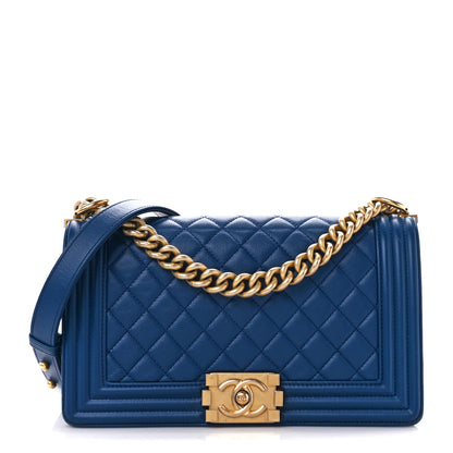 Chanel Caviar Quilted Medium Boy Flap Blue 1 of 10