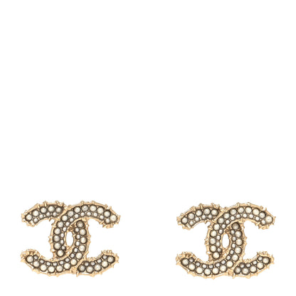 Chanel Pearl CC Camellia Express Stud Earrings Gold 1 of 4