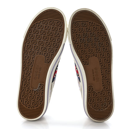 Gucci Monogram Jumbo GG Web Womens 1977 Tennis Sneakers 38 Beige Lapis Mystic White 5 of 7