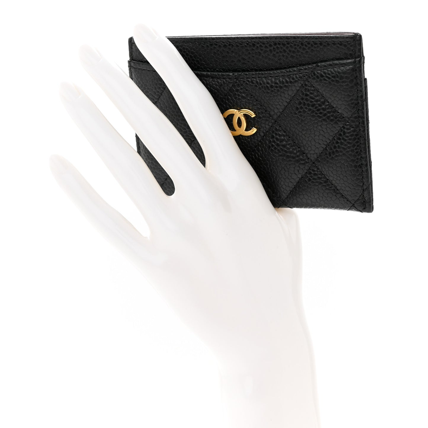 Caviar Quilted Card Holder Black