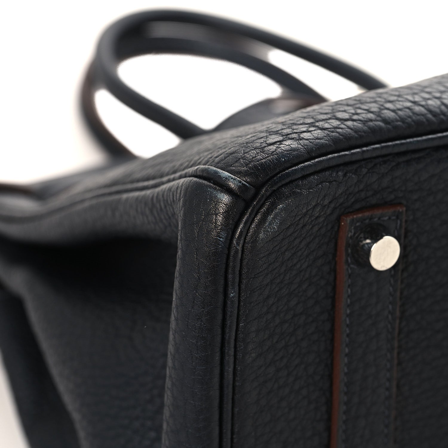 Hermes Fjord Barenia Crinoline Club Birkin 35 Bleu Indigo Fauve Rouge 9 of 12