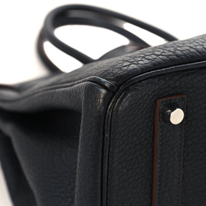 Hermes Fjord Barenia Crinoline Club Birkin 35 Bleu Indigo Fauve Rouge 9 of 12