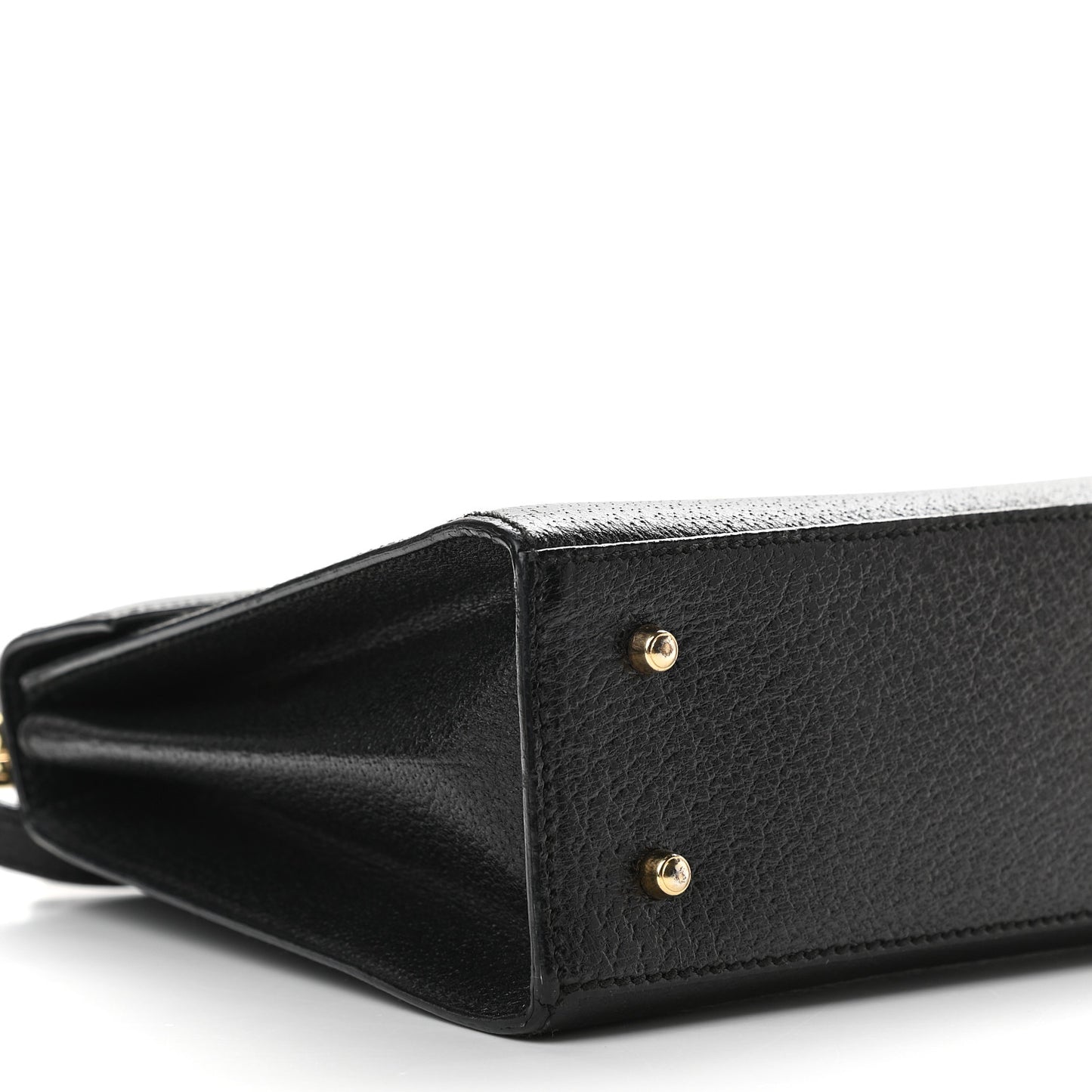Textured Calfskin Lady Lock Top Handle Frame Bag Black