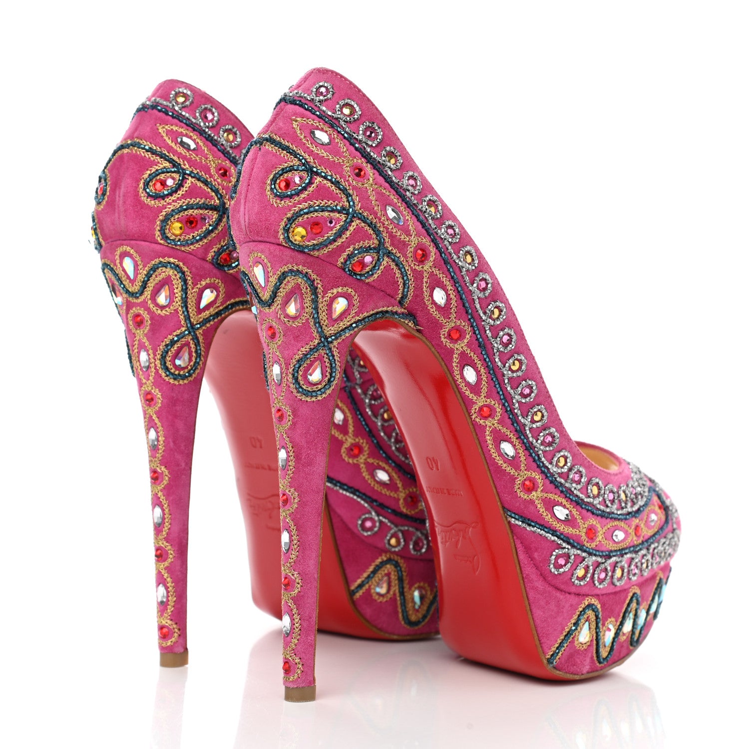 Christian Louboutin Crystal Suede Bollywoody 150 Pumps 40 Hot Pink 4 of 12