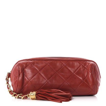 Chanel Lambskin Quilted Tassel Pouch Red 1 of 11