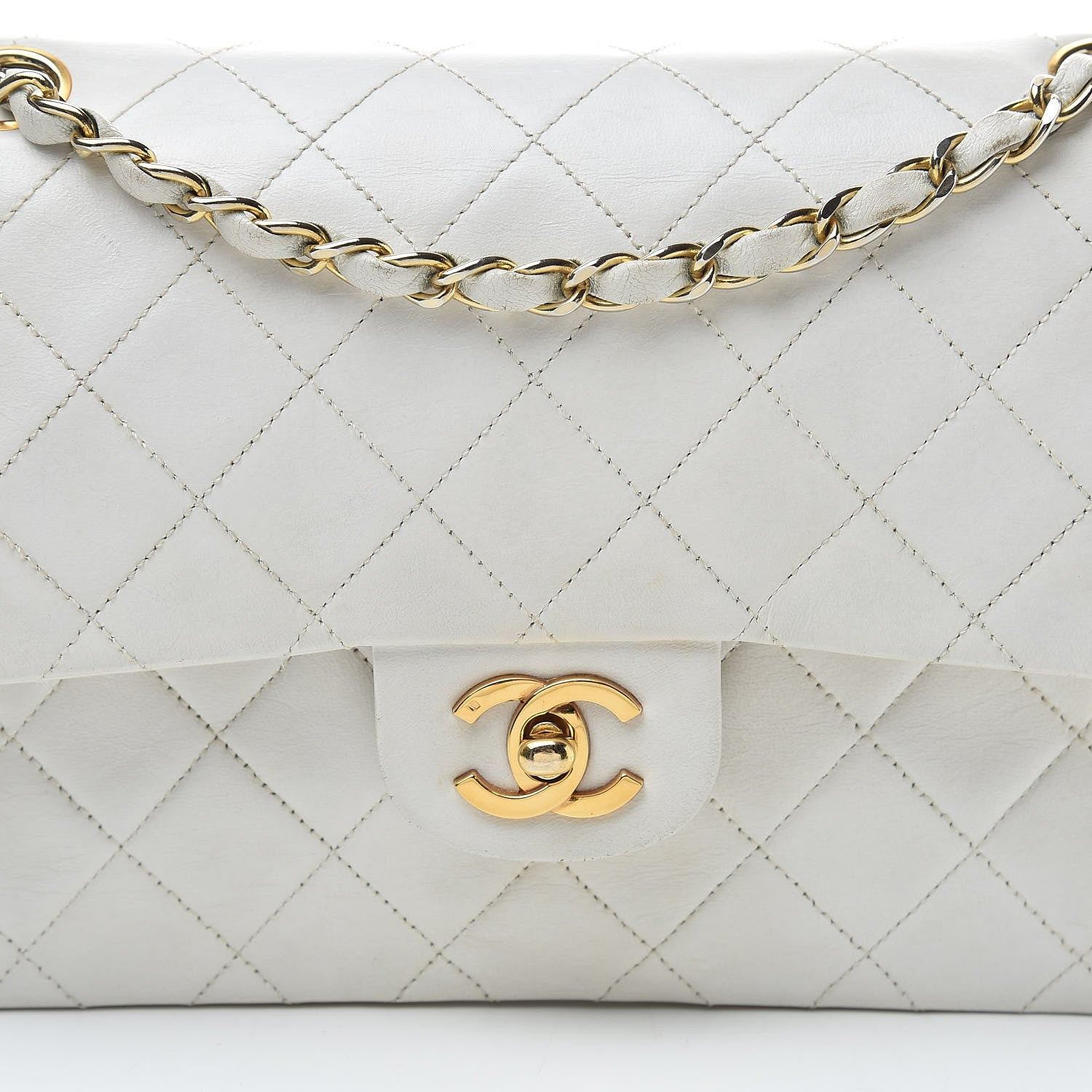 Chanel Lambskin Quilted Medium Double Flap White 9 of 21