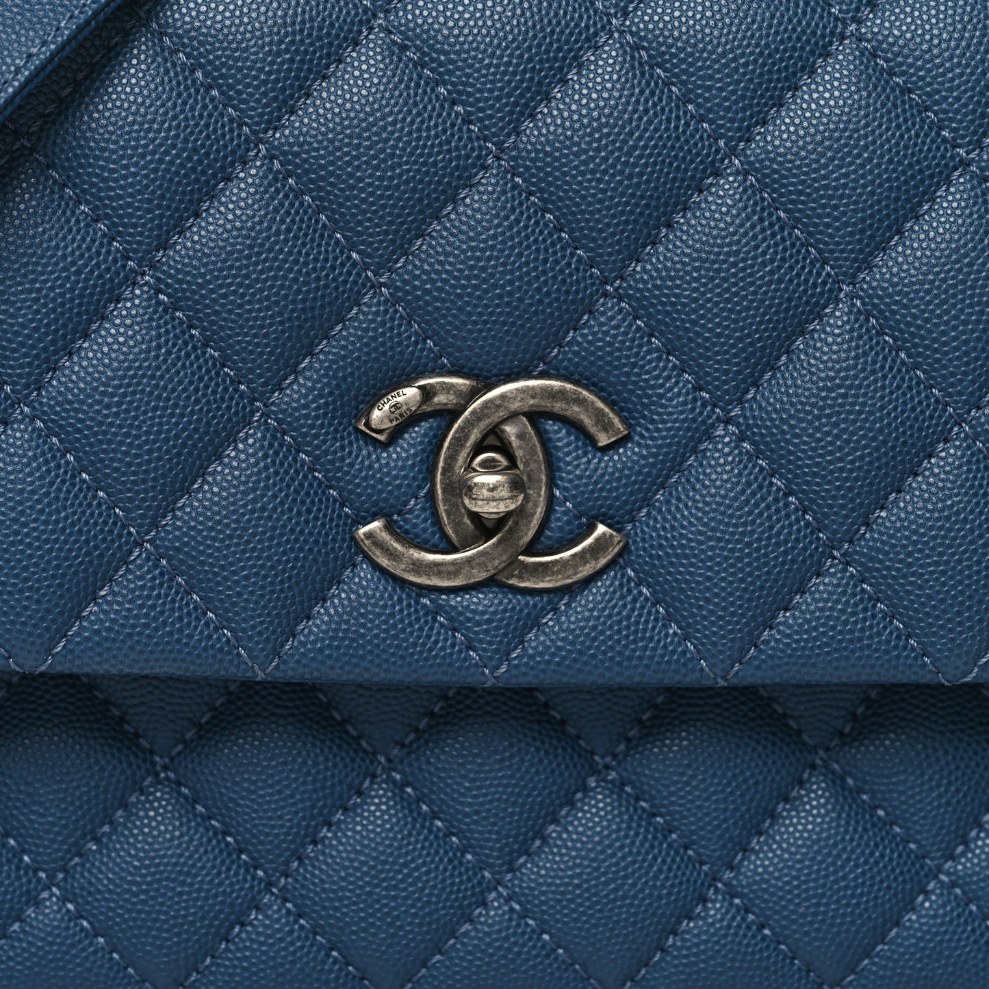 Caviar Quilted Small Coco Handle Flap Blue