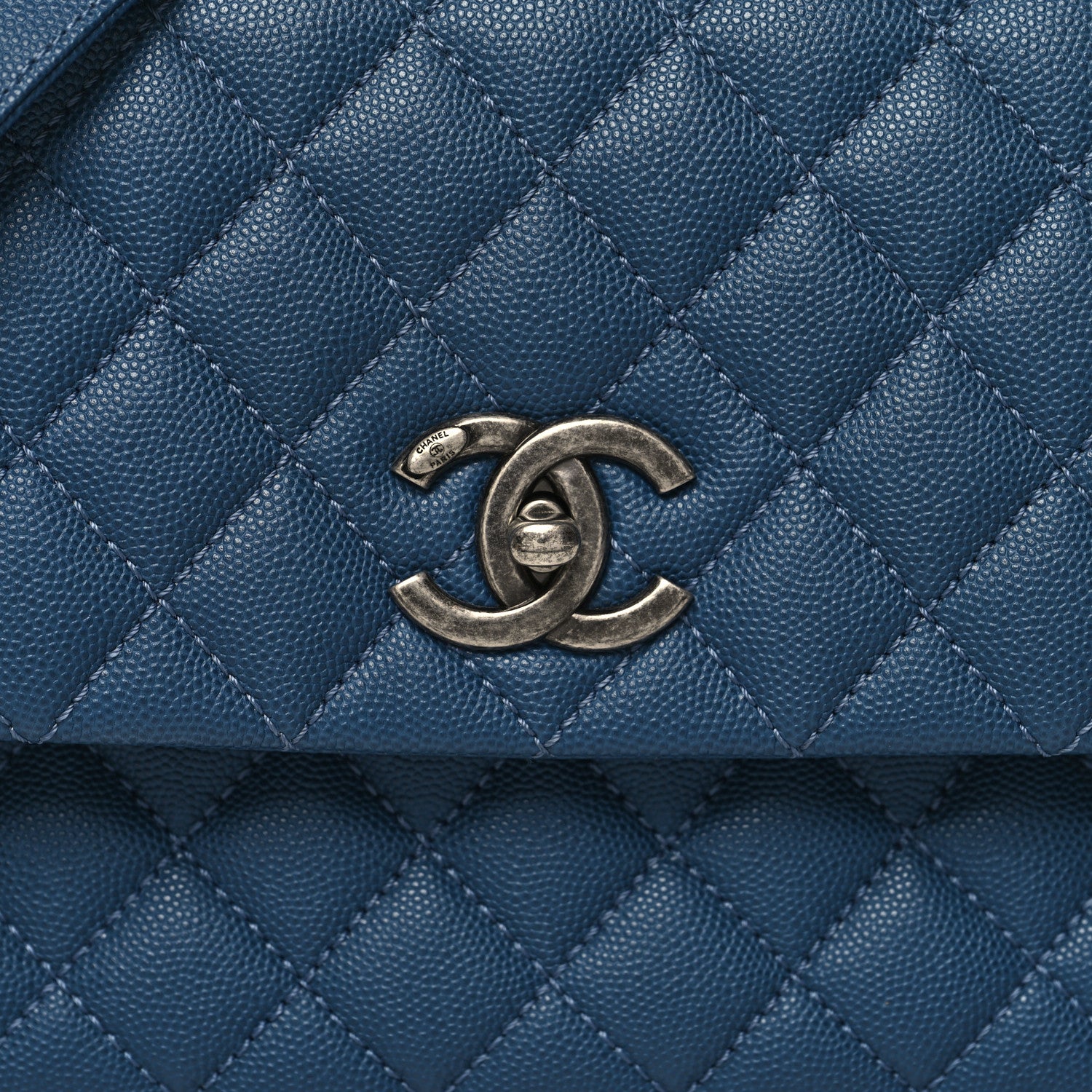Chanel Caviar Quilted Small Coco Handle Flap Blue 7 of 9