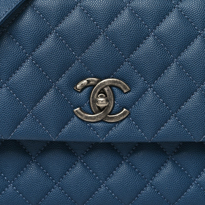 Chanel Caviar Quilted Small Coco Handle Flap Blue 7 of 9