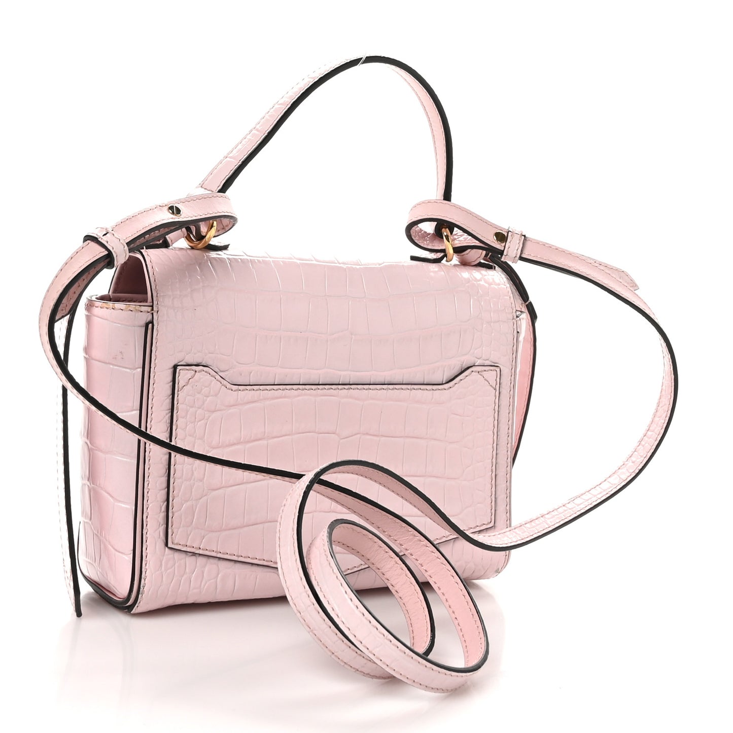 Calfskin Crocodile Embossed Mini Eden Top Handle Pink