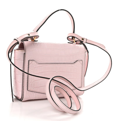 Givenchy Calfskin Crocodile Embossed Mini Eden Top Handle Pink 3 of 9