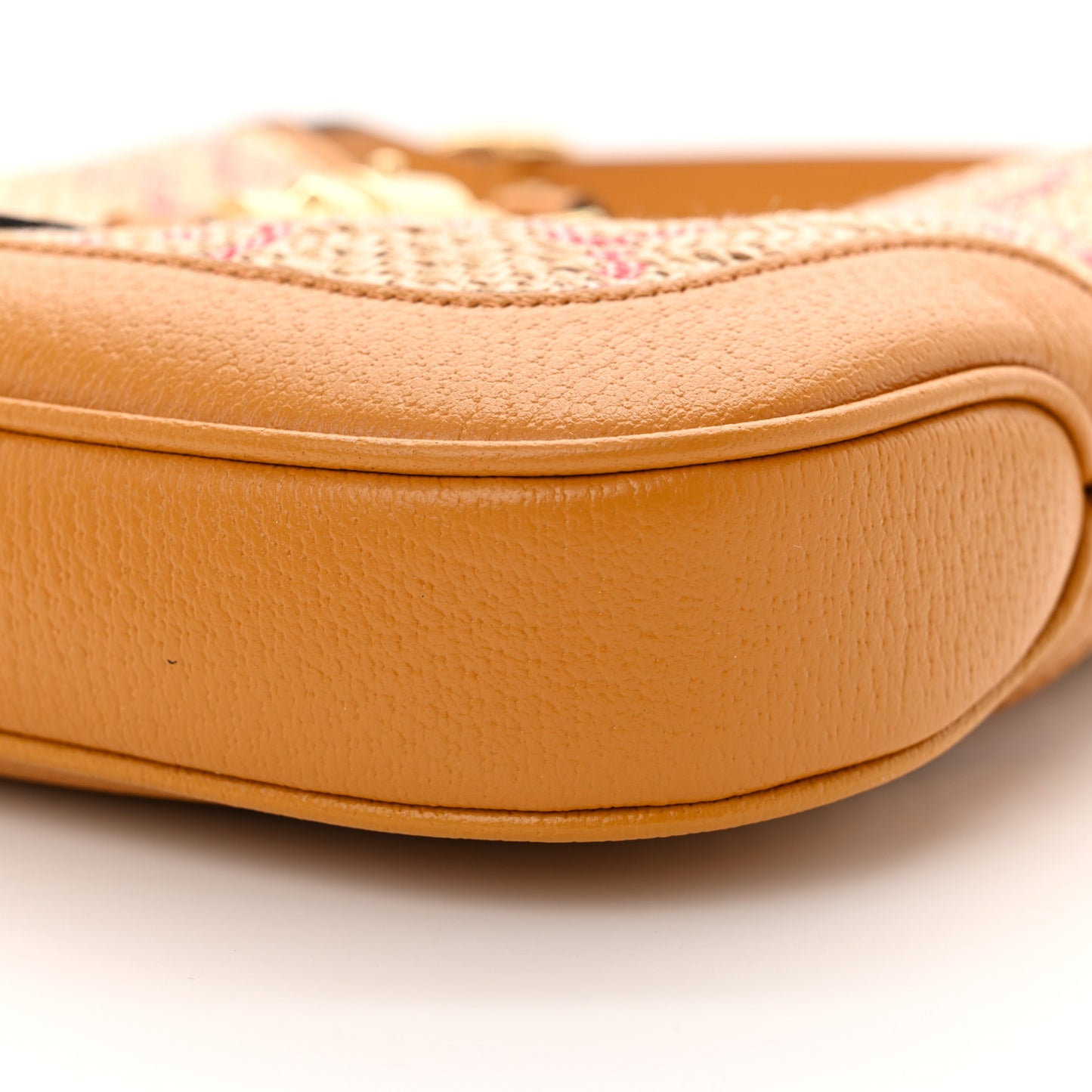 Raffia Textured Dollar Calfskin GG Monogram Small Jackie 1961 Hobo Natural Bright Hibiscus Sun Oil
