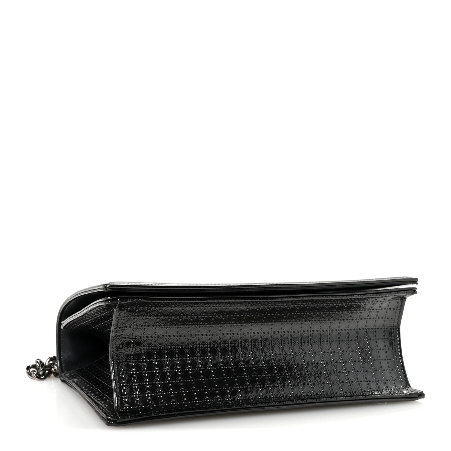 Metallic Patent Micro-Cannage Medium Diorama Flap Bag Onyx Black