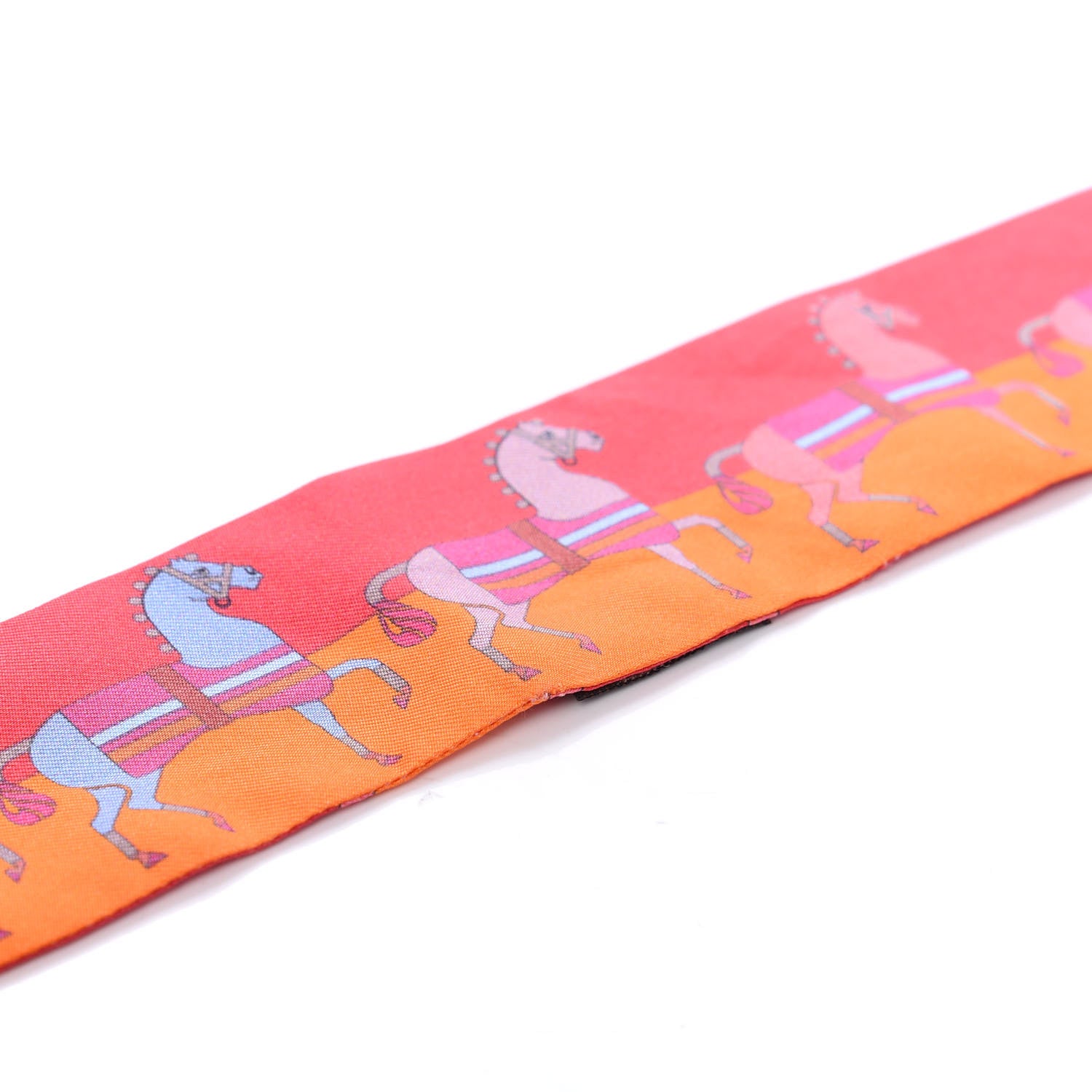 Hermes Silk Rocabar Twilly Orange Rouge Framboise 5 of 5