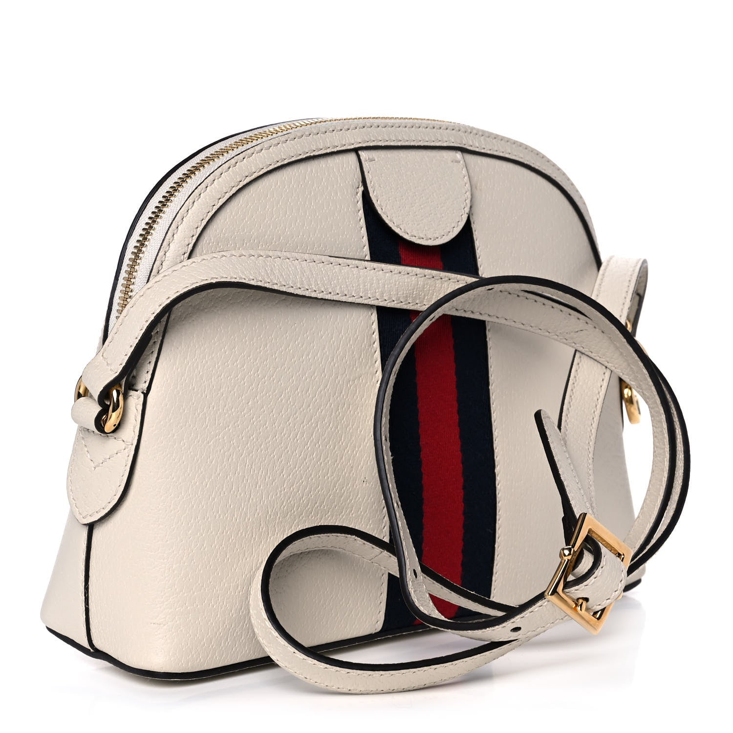 Gucci Textured Dollar Calfskin Web Small Ophidia Dome Shoulder Bag Mystic White 3 of 12
