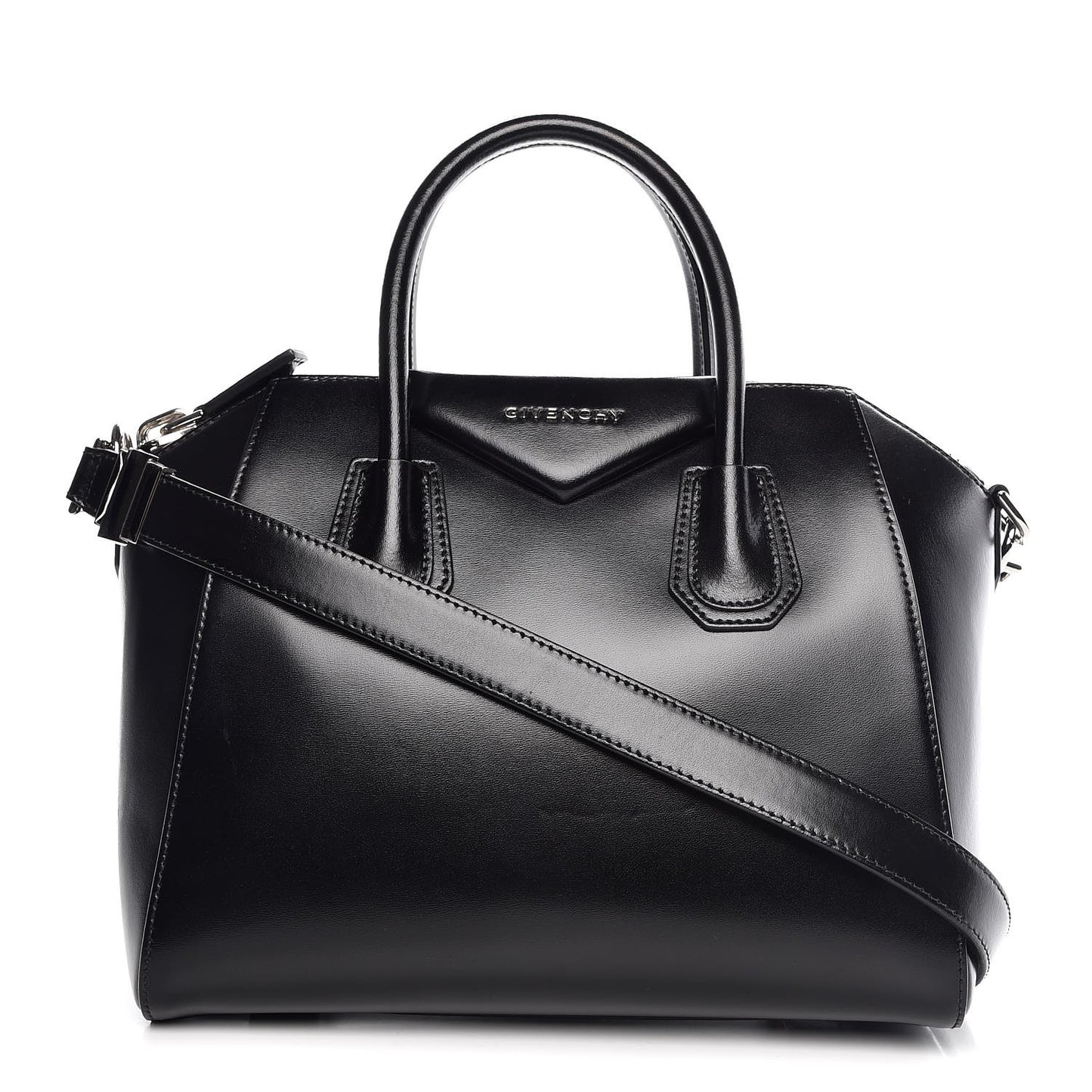 Shiny Lord Calfskin Small Antigona Black