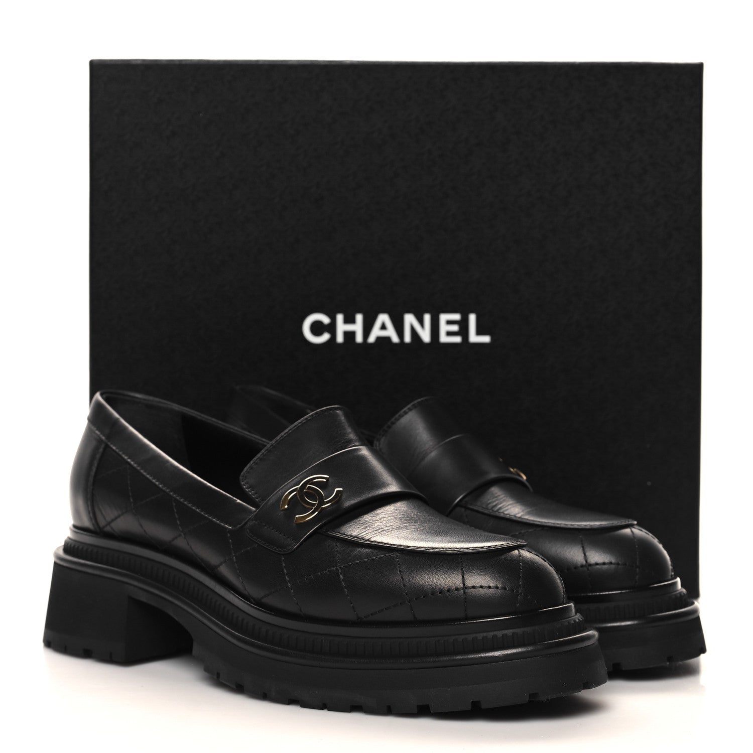 Chanel Calfskin Quilted CC Mocassin Loafers 39.5 Black 10 of 10