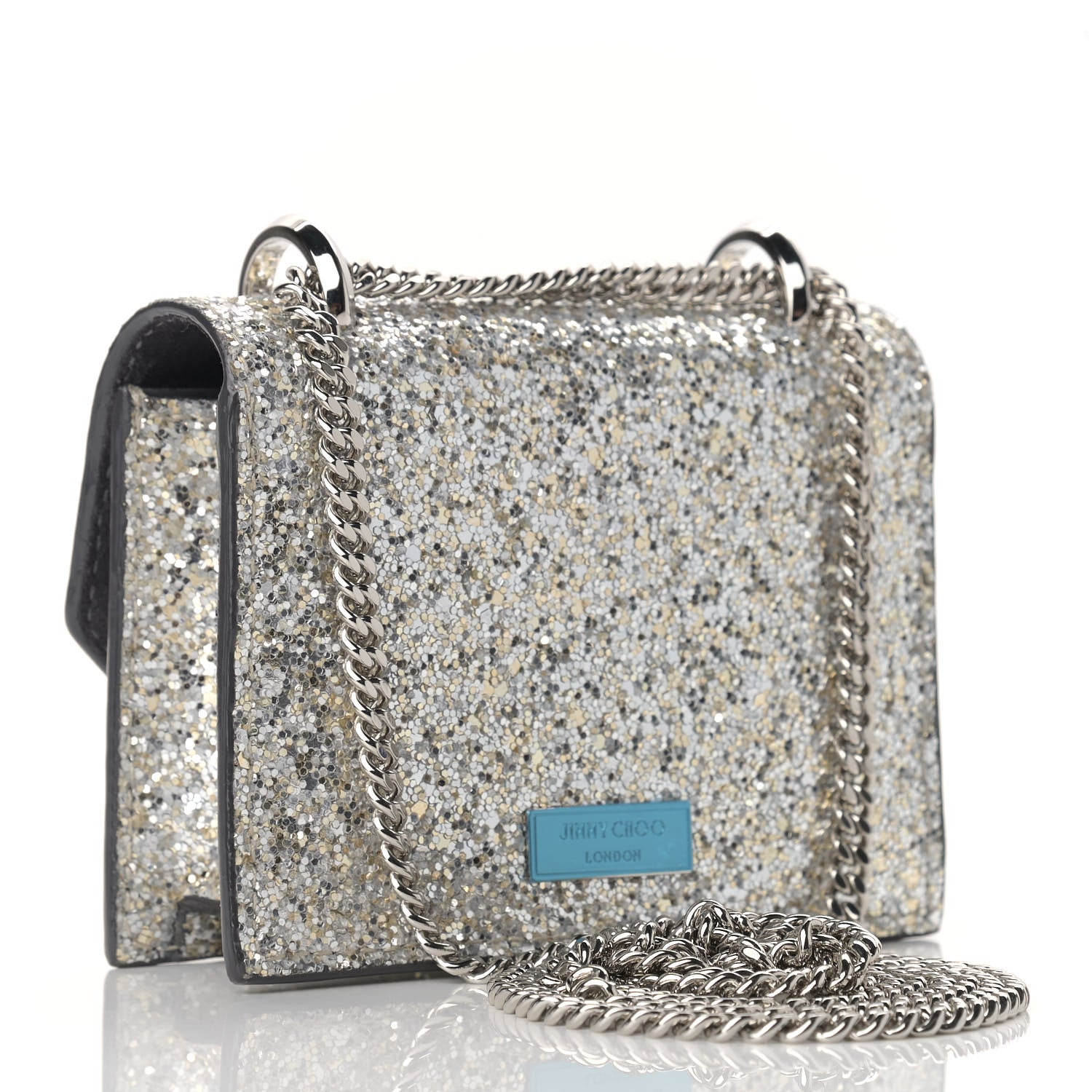 Jimmy Choo Coarse Glitter Mini Paris Crossbody Platinum 3 of 10