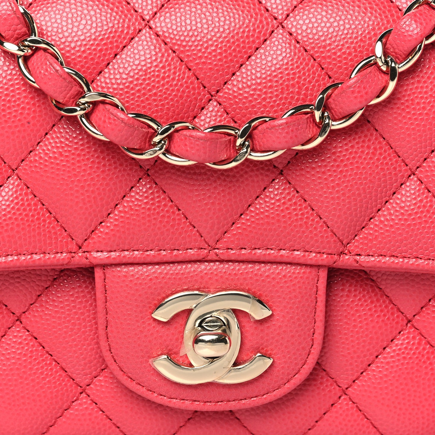 Caviar Quilted Mini Rectangular Flap Dark Pink