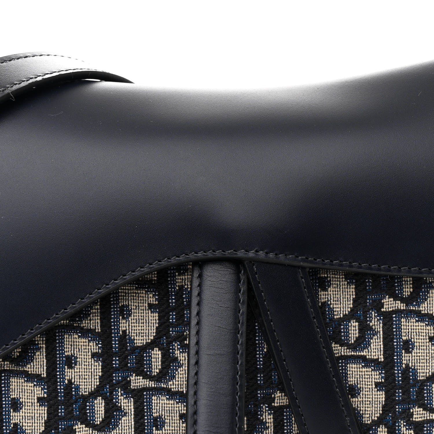 Christian Dior Calfskin Oblique Saddle Bag With Strap Blue 8 of 12